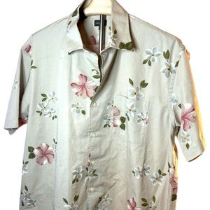 Henry Cotton's Floral Beige Casual Shirt